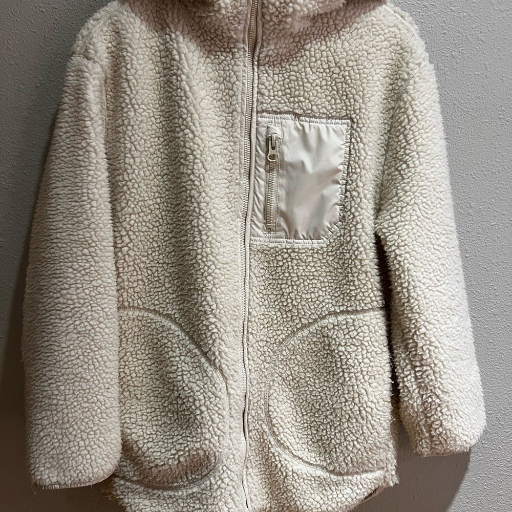 Cozy White Sherpa Zip-Up Jacket